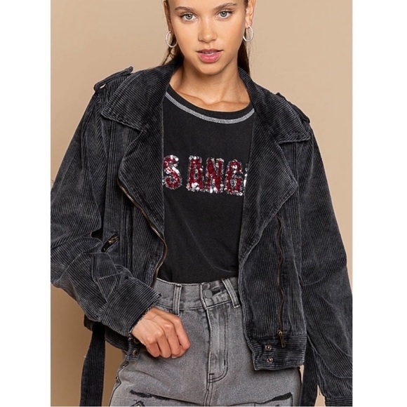 POL Easy Rider Lux Vintage Distressed  Corduroy Zip Front Moto Jacket Size M NEW - Picture 11 of 13